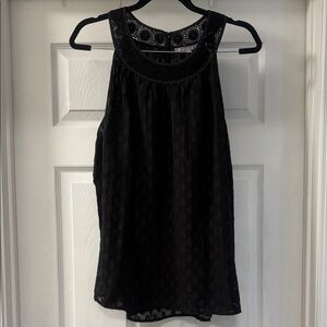 Daniel Rainn Black Sleeveless Blouse with Lace Detail
